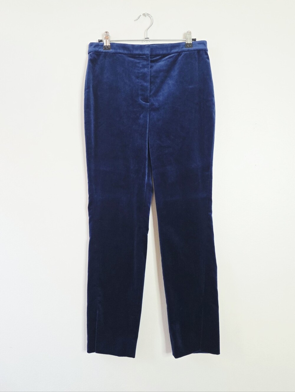 Theory Straight Leg Stretch Velvet Pants In Blue Size 2
